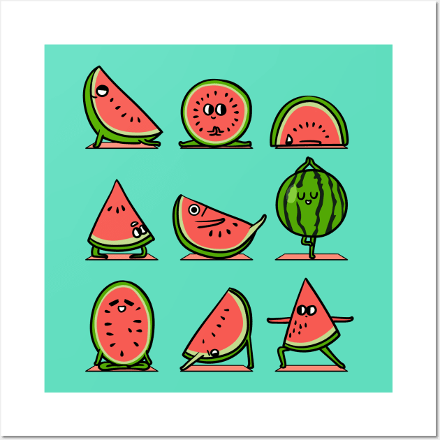 Watermelon Yoga Wall Art by huebucket